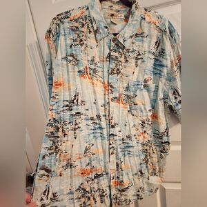 Joe Marlin, vintage Nautical Print Button-Up Shirt, sz XL